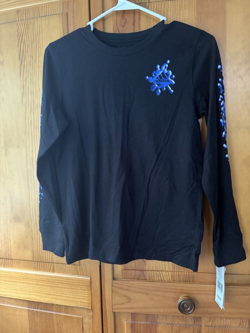 Boys Adidas Black Lineage Stack Long Sleeves Tee Size Medium NWT